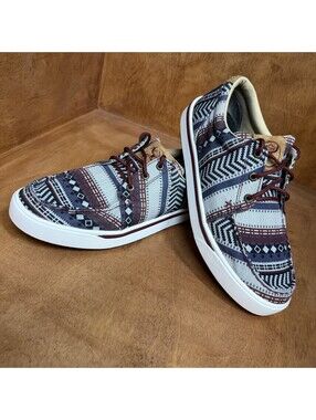 Twisted X Boat Shoes Mens Sz 8.5 M Aztec Southwestern Fabric Hooey Loper MHYC025